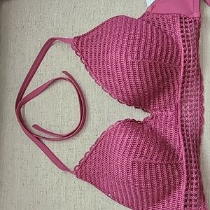 Target Shade & Shore Crochet Bikini Top Pink 32DD